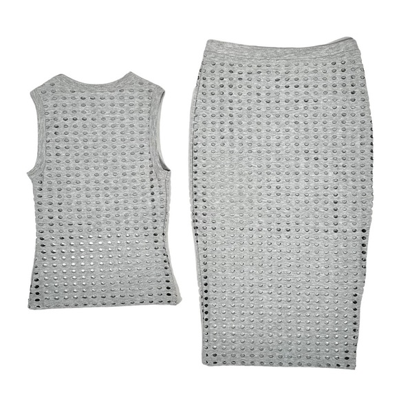 T by ALEXANDER WANG Netted Eyelet Jersey Skirt + Tank Matching Set - Picture 3 of 13